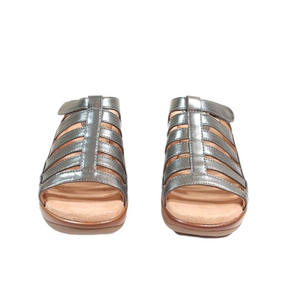 White Mountain Valencia Sandals Womens 9 Pewter Comfort Platform Mule Slides New - Picture 2 of 6